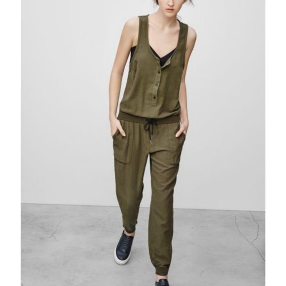 Aritzia Community Overall Jumpsuit Coversuit Coveralls Sleeveless Button Down Up - Picture 7 of 7